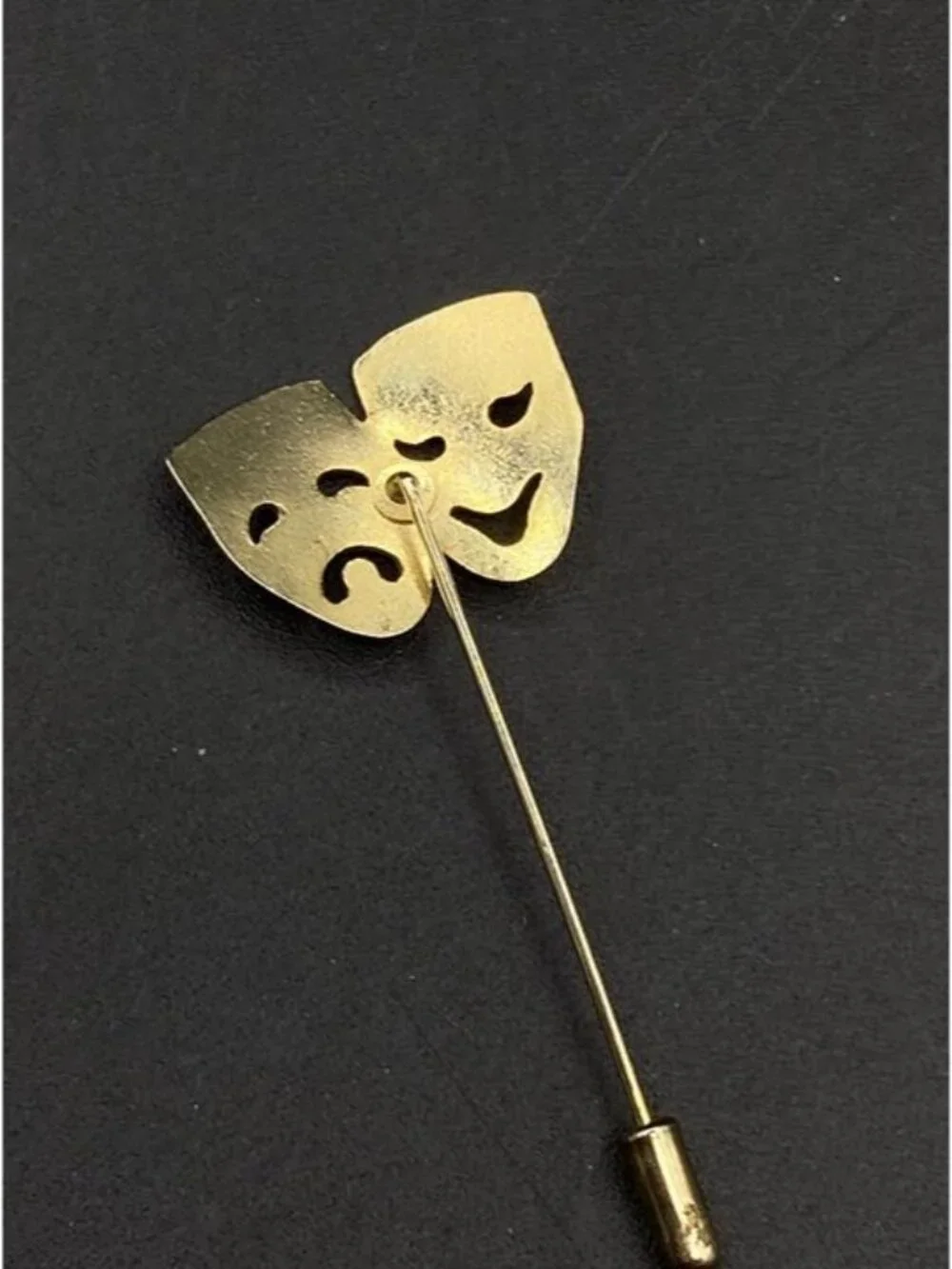 Comedy Tragedy Masks Cloisonné Enamel Stick Pin Vintage - Picture 2 of 9
